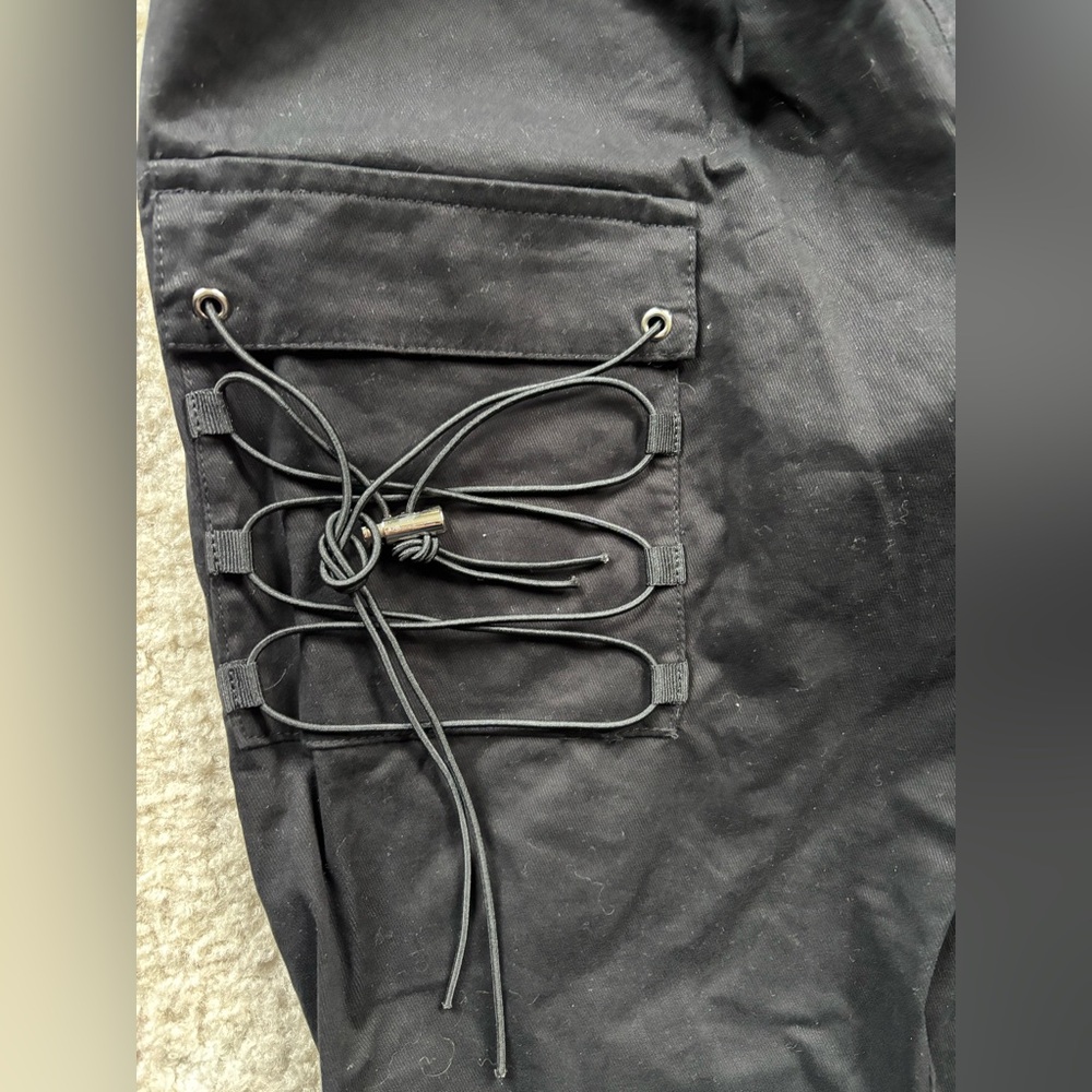 Manière De Voir Black Bungee Cord Lace-Up Cargo Jogger Pants Size 8 NWT - Picture 8 of 11